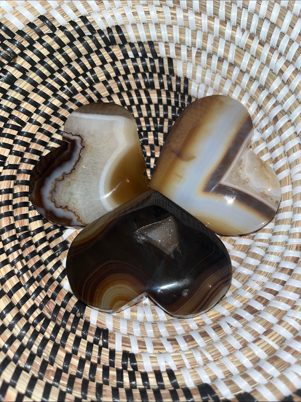 Coffee agate hearts